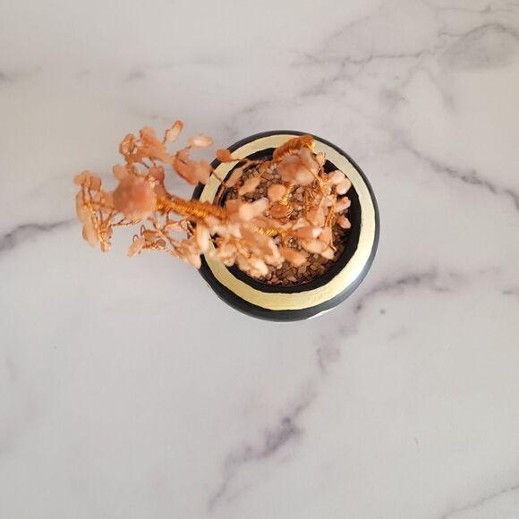 Peach wire tree geometric pottery vase decor - Picture 2 of 5